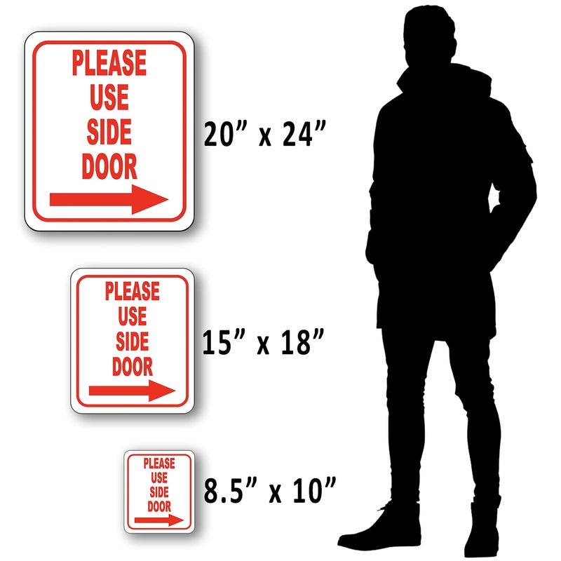 Work House Signs Please Use Side Door - Outdoor Aluminum Sign - Right Arrow - Home or Office Sign - 8.5" X 10" - Image 4